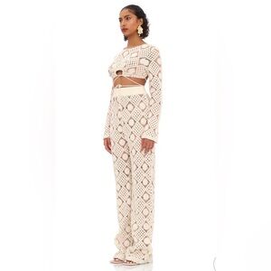 Andrea Iyamah Cream and Brown Patterned Pants